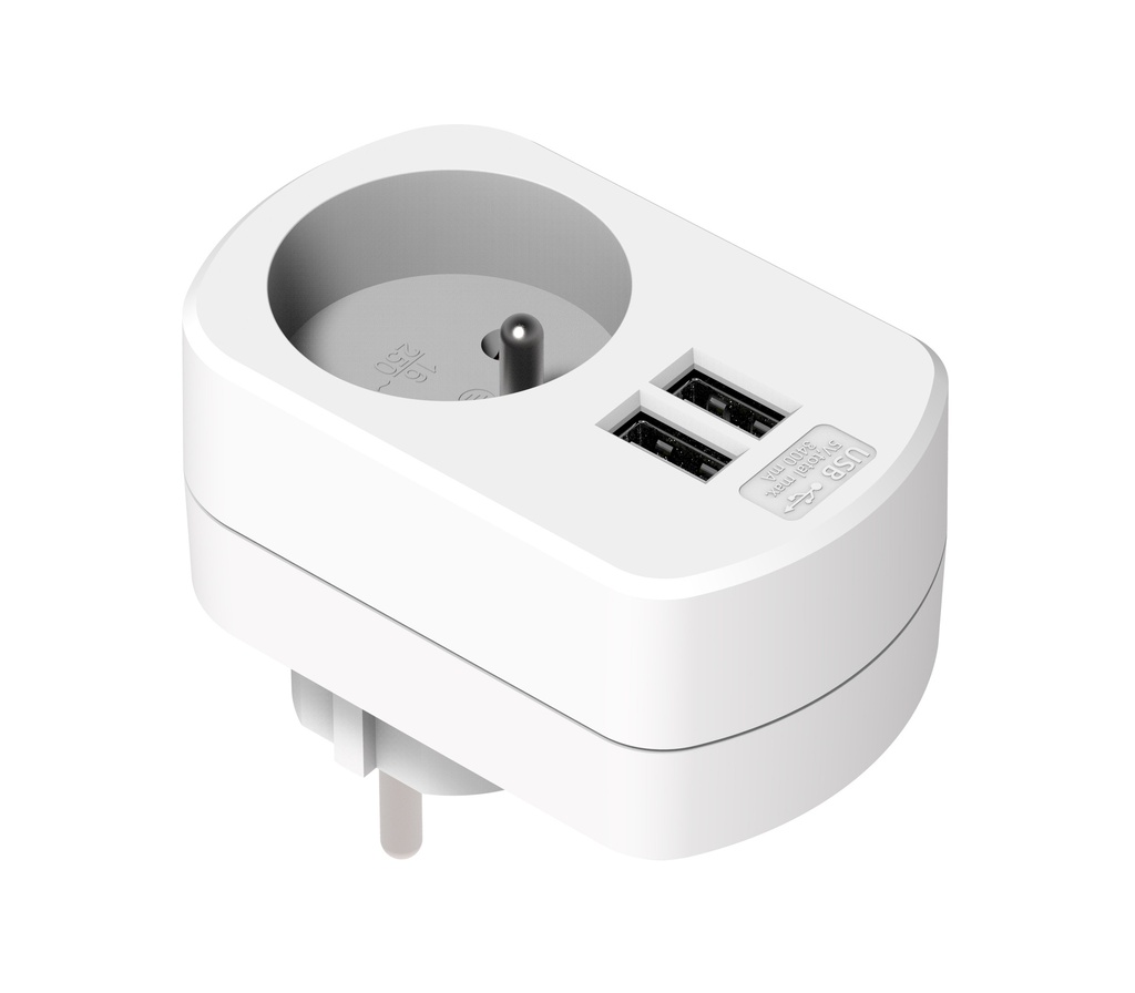 CHARGEUR 2 USB BLANC 3.4A TOTAL