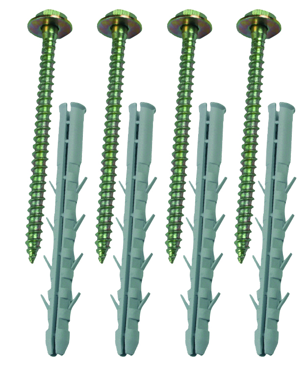 4 CHEVILLES PLAST 12x130 + 4 TIREFONDS