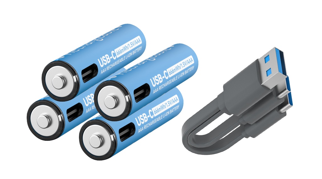 4 PILES RECHARGEABLE USB C AAA