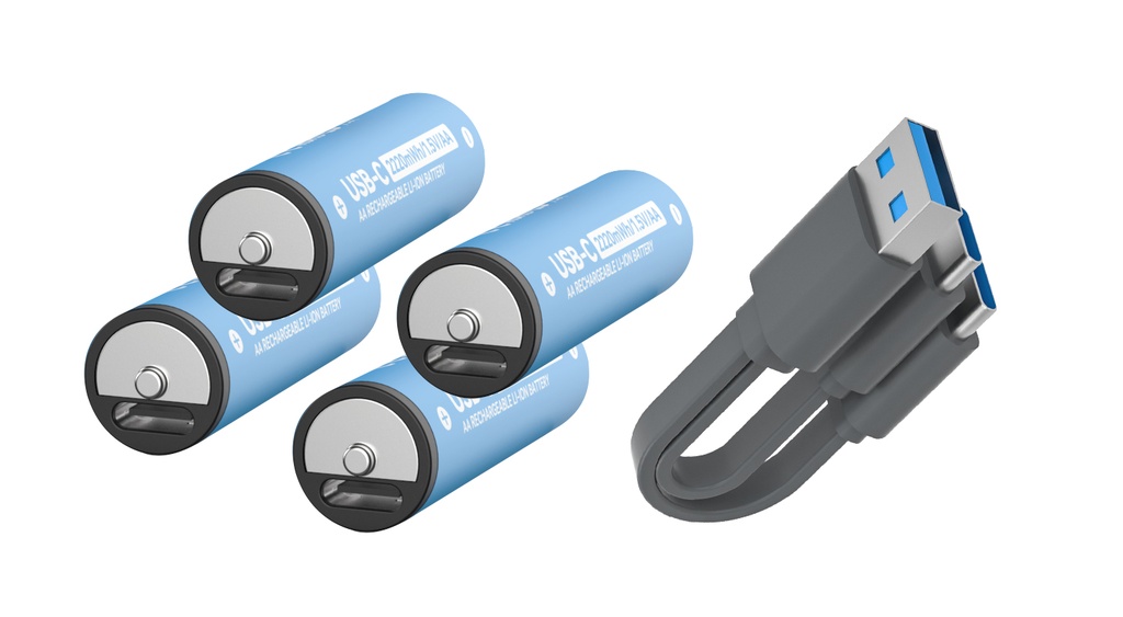 4 PILES RECHARGEABLE USB C AA