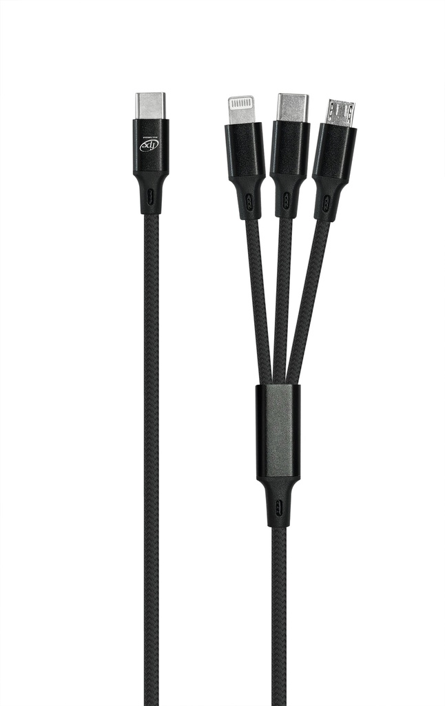 CORDON 3 EN 1 USB-C 2,50M TRESSE