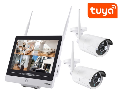 Kit vidéo surveillance magasin, 4 caméras Full HD 2 Mpixels, sans fil,  écran LCD, WIFI