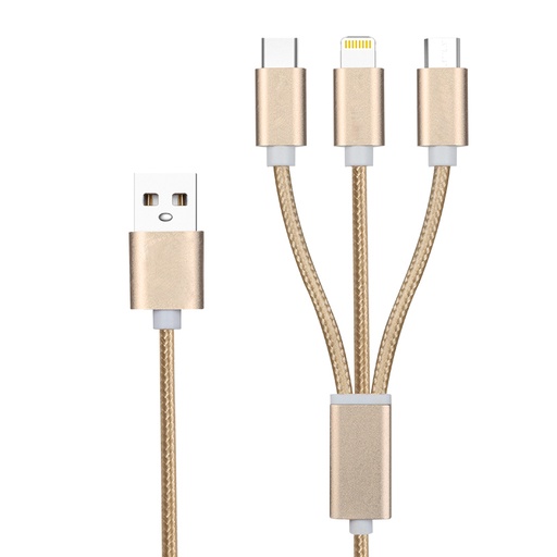 [001518] CORDON MICRO USB+LIGHTNING+TYPE C - 1M00