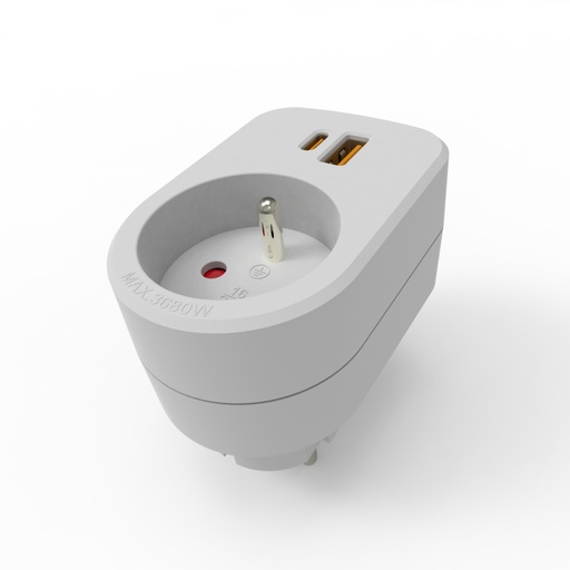 [001631] CHARGEUR 2 USB BLANC 3.4A TOTAL