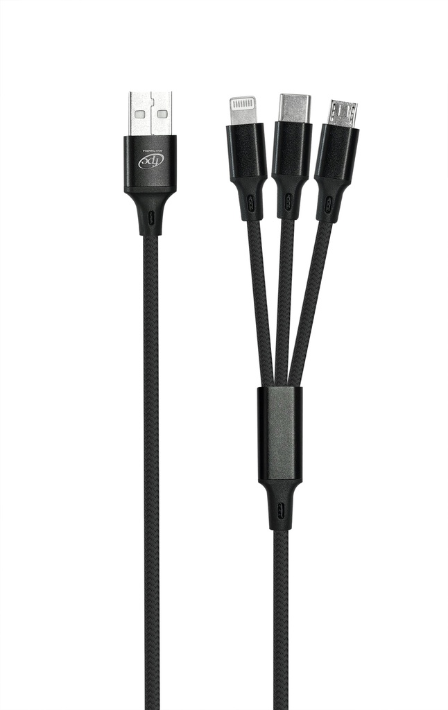 CORDON 3 EN 1 USB-A 1M TRESSE